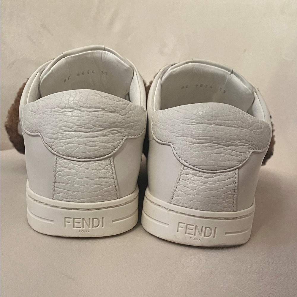 Fendi White Sneakers with Brown Fur Accents - Picture 4 of 4